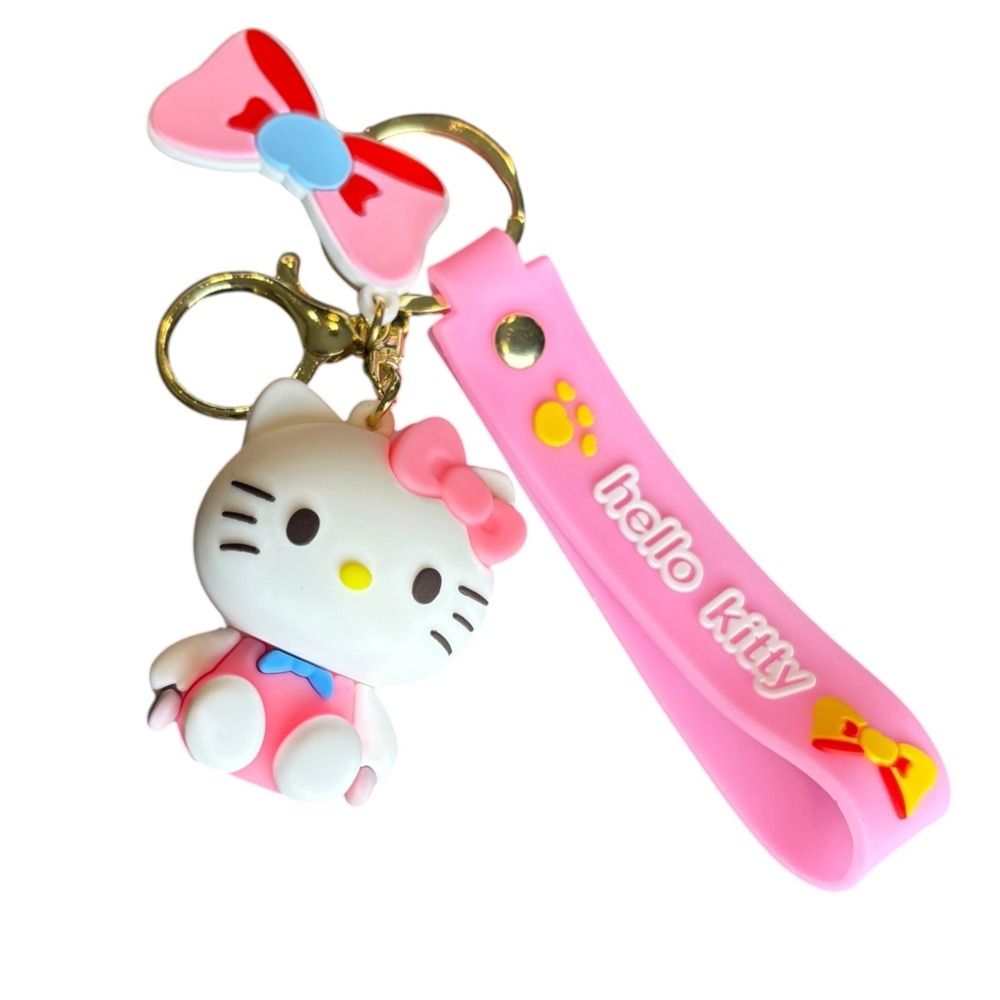 Hello Kitty Key Chain Women's Pink 10" Silicone Wrist Strap Bag Charm